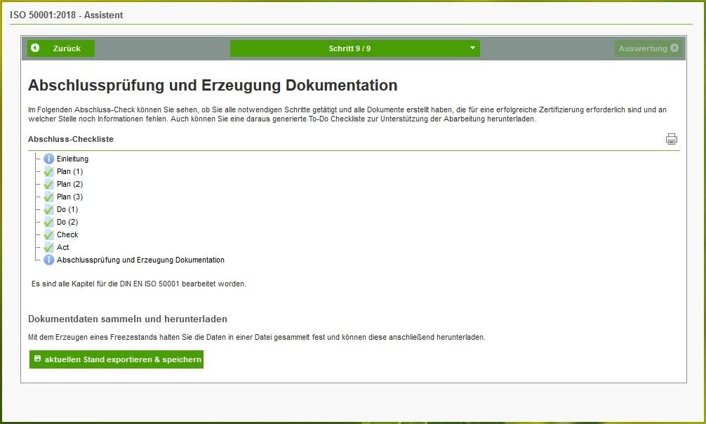 Screenshot econ4 Software Abschlussprüfung und Erzeugung der Dokumentation