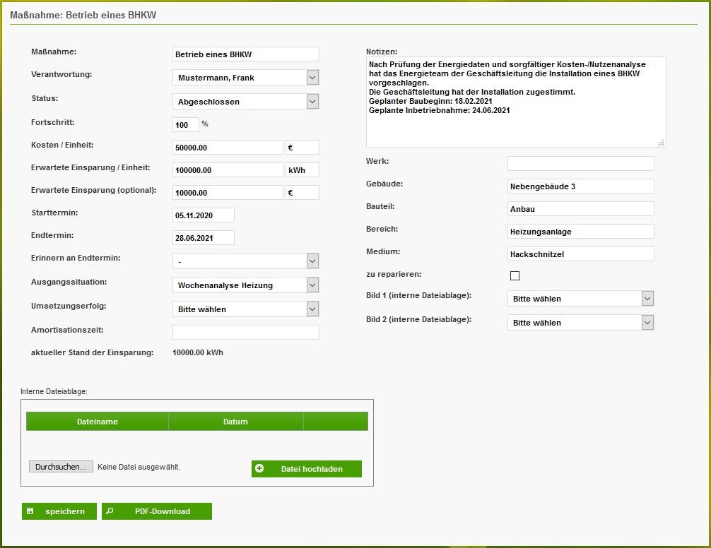 Screenshot econ4 Software - Maßnahmen-Tool